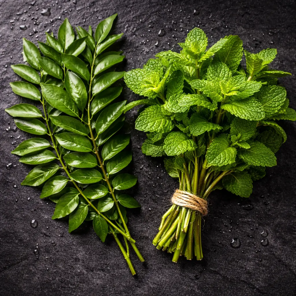 High Essential Oil Curry Leaves and Mint Pudina for Export - Kiran Enterprises