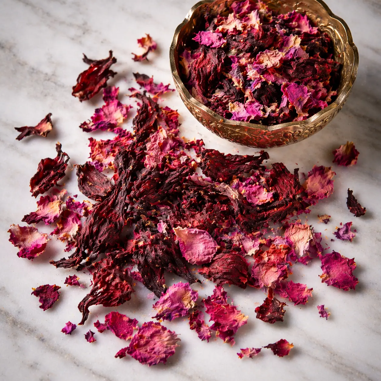 Premium Dried Rose Petals and Hibiscus Karkade for Tea Blends - Kiran Enterprises