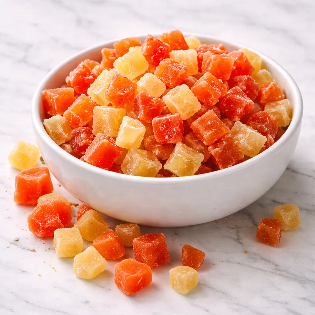 Osmotically Dehydrated Tropical Fruit Dices Pineapple Papaya - Kiran Enterprises